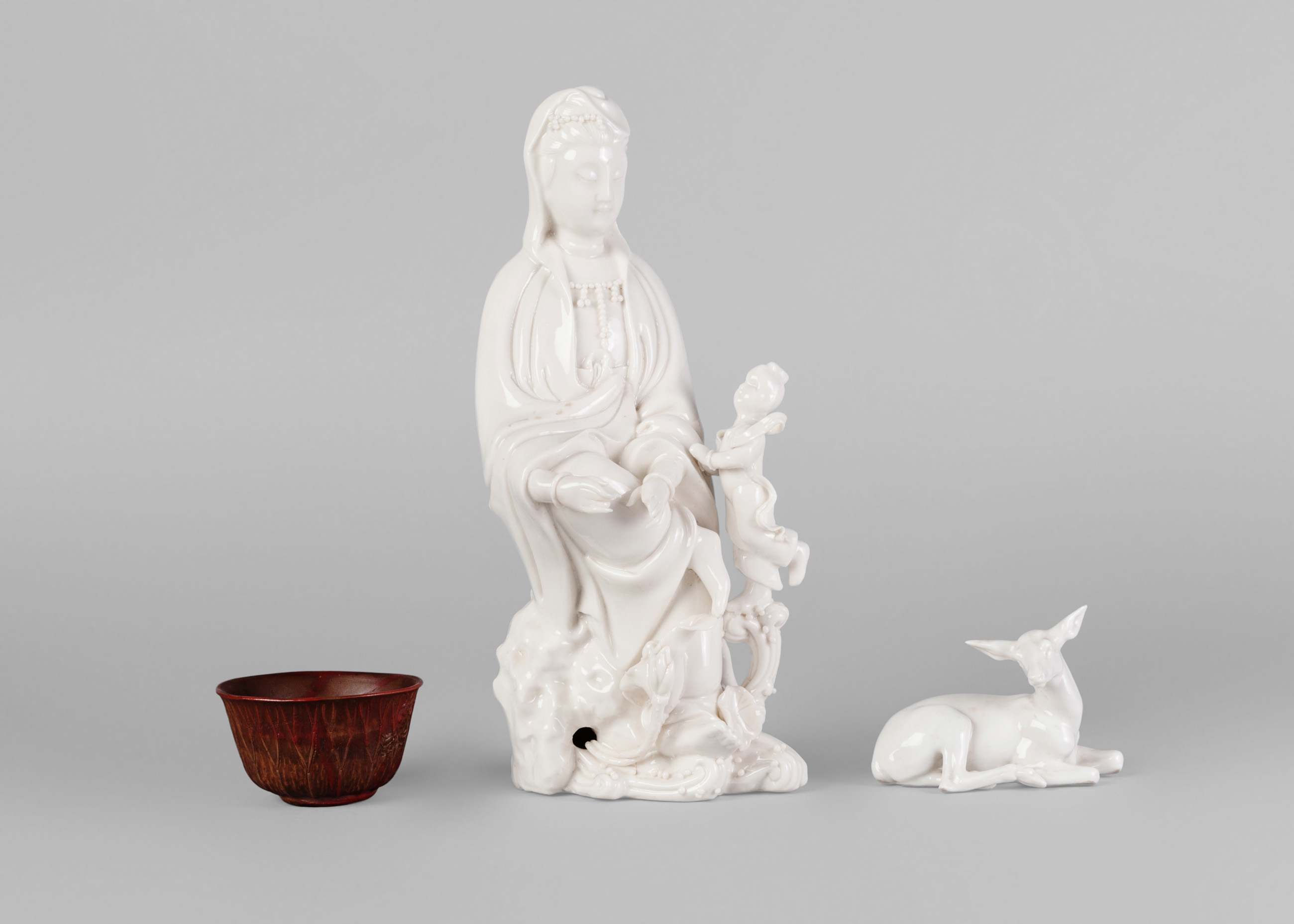 A Chinese blanc de chine figure of Guan Yin, 20th century,