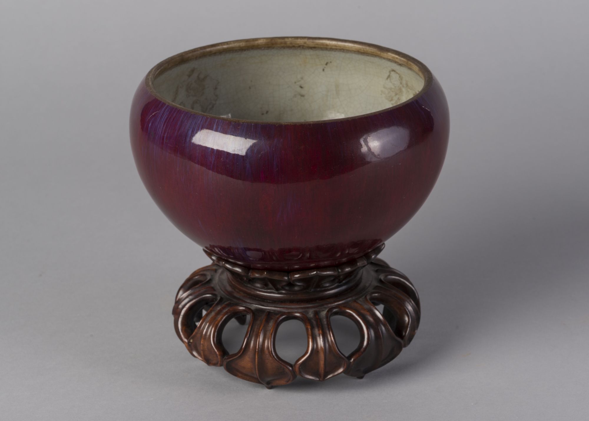 A rare Chinese porcelain flambé glazed brushwasher, 18th century, - Image 2 of 3