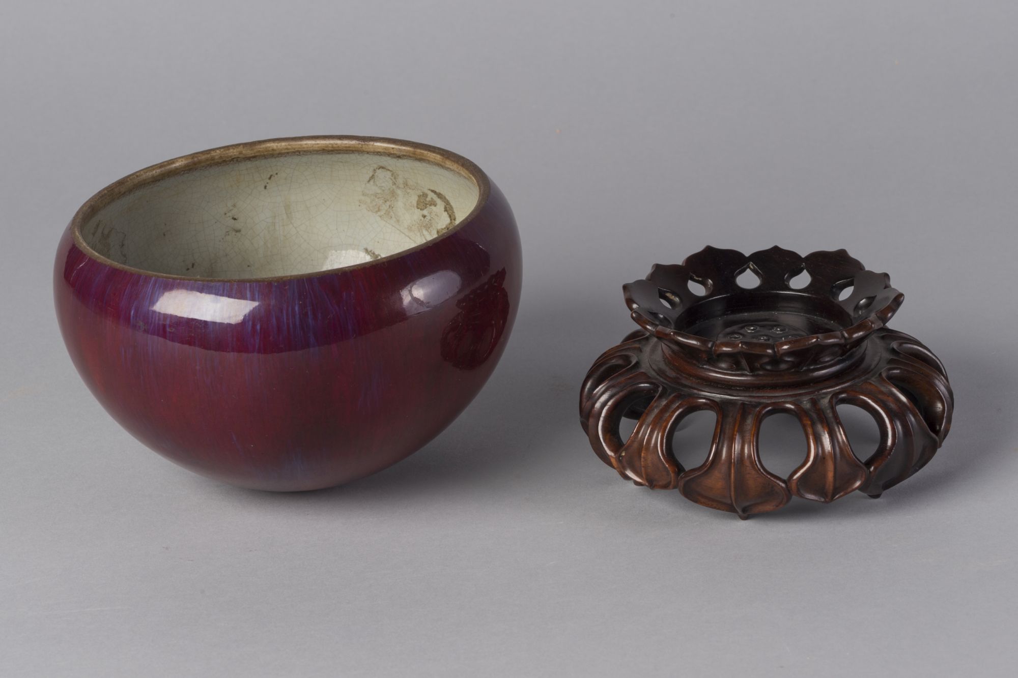 A rare Chinese porcelain flambé glazed brushwasher, 18th century, - Image 3 of 3