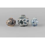 Three Chinese porcelain jarlets, Ming dynasty, 16th-17th century,