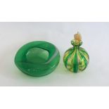 Vetro Artistico, Murano, glass perfume bottle, late 20th/early 21st century, green hues cased in