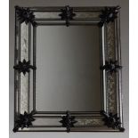 Barbini, Murano, a rectangular Venetian style mirror decorated with foliate etched design and