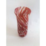 Arte Murano, Italy, a red and white flaring cylinder glass vase, late 20th/early 21st century,