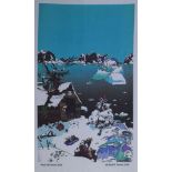 Paul McDevitt, Scottish b.1972- ''Nativity''; screenprint in colours on linen tea towel, published