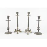 A pair of French bronze candle sticks, late 19th century,