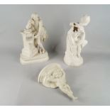 An English parian porcelain model of Shakespeare, 19th century, 43cm high, together with a similar