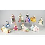 A collection of Royal Doulton figures and Peggy Davis 'Illustrious Ladies of the Stage' figures,