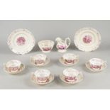 A Staffordshire pottery and lustre decorated part tea service, mid 19th century, to comprise sugar