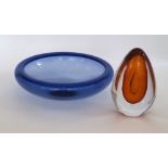 Per Lutken fra Holmegaard, Denmark, a cobalt coloured glass bowl circa 1950, incised to base '