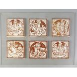 Mintons; A set of six tiles printed with scenes from the life of Moses, after designs by Moyr Smith,