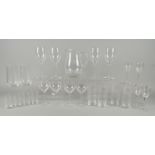 A part suite of Orrefors drinking glasses, 20th century, to comprise ten tall wine glasses 21cm