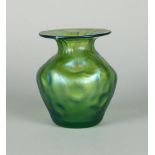 A Loetz Style small green vase, 11cm high