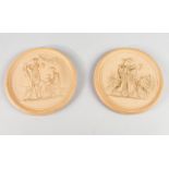 A pair of Danish terracotta circular plaques by L Hjorth, late 19th century, in the Neoclassical