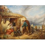 J Hill, British, mid-late 19th century- The Fishermans' Return; oils on canvas, a pair, one