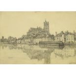 Douglas Ion Smart, British 1879-1970- ''Auxerre''; pencil on paper, signed, dated 1927, and titled