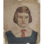 Circle of Yuri Pimenov, Russian 1903-1977- Portrait of a school girl, ''Xyennya''; tempera on paper,