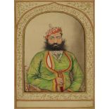 Two portraits of the Maharaja of Jodhpur, 19th century, gouache on paper, the first on card,