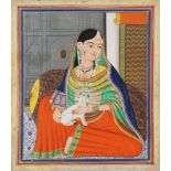 A portrait of a courtesan, Jaipur, 19th century, gouache on paper,