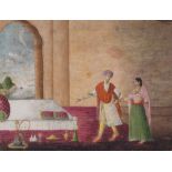A pair of courting lovers, Company school, Lucknow, 19th century, gouache on paper,