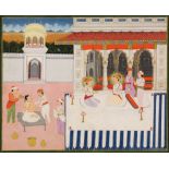 Two princes on a terrace, Rajasthan, late 18th century,