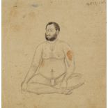 A seated Guruji, Company School, 19th century, pencil on paper,