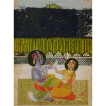 Krishna and Radha, Kishangargh, 18th century, gouache on paper heightened with gilt,