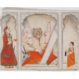 Narasimha killing the demon Hiranyakishipu, Jodhpur or Nathdwara, 19th century,