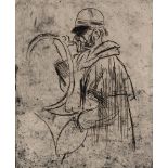 Jacques Villon, French 1875-1963- Man with hunting horn; etching on wove,