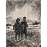 Theophile Alexander Steinlen, French 1854-1923- "Les Trimardeurs" (iii); drypoint etching,