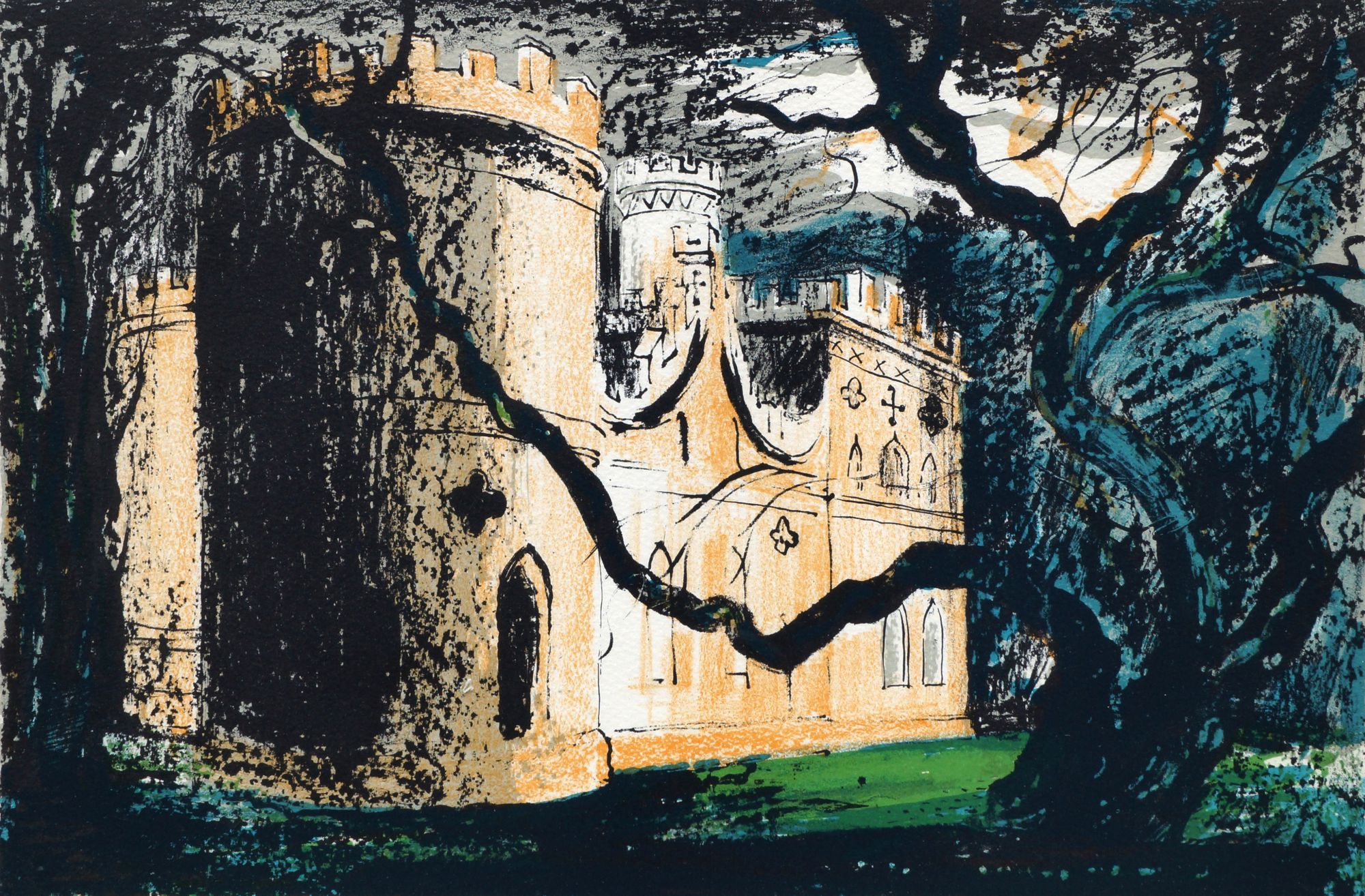 John Piper CH, British 1903-1992- "Clytha Castle" 1976; lithograph printed in colours,