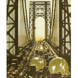 Pol Bury, Belgian 1922-2005- "Washington Bridge"; lithograph printed in colours,