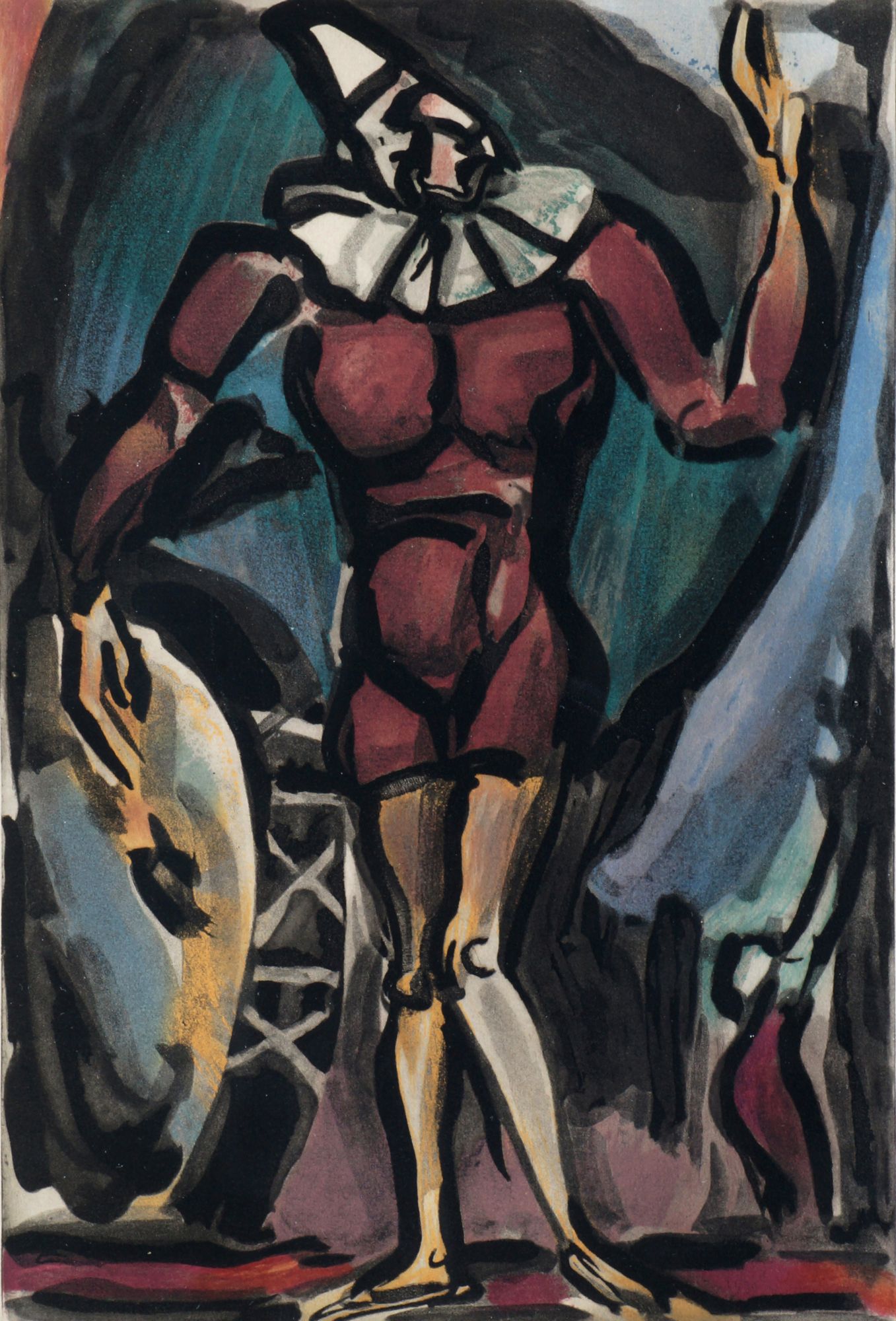 George Rouault, French 1871-1958- "Clown au Timbale" from Cirque,