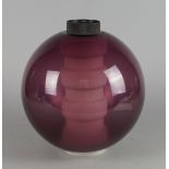 A Northern European purple spherical glass pendant light, circa.