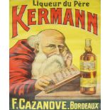 Liqueur du Pere Kermann, F Cazanove, a large linen mounted poster,