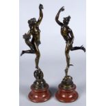 After Giambologna, a pair of bronze figures of Mercury and Fortuna, late 19th century,