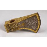 A steel and damascened axe head, late 20th/early 21st century, decorated with hunting scenes,