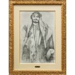 Middle Eastern School, mid/late 20th century- Portrait of Prince El Rashid; pencil,