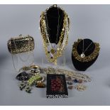 A collection of costume jewellery, to include Swarovski crystal necklaces and pendants,