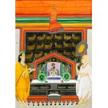 A miniature painting depicting Shrinathji with attendants, Nathdwara, 19th century,