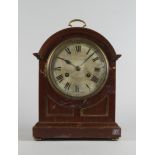 An Edwardian mahogany and brass inlaid mantel clock,