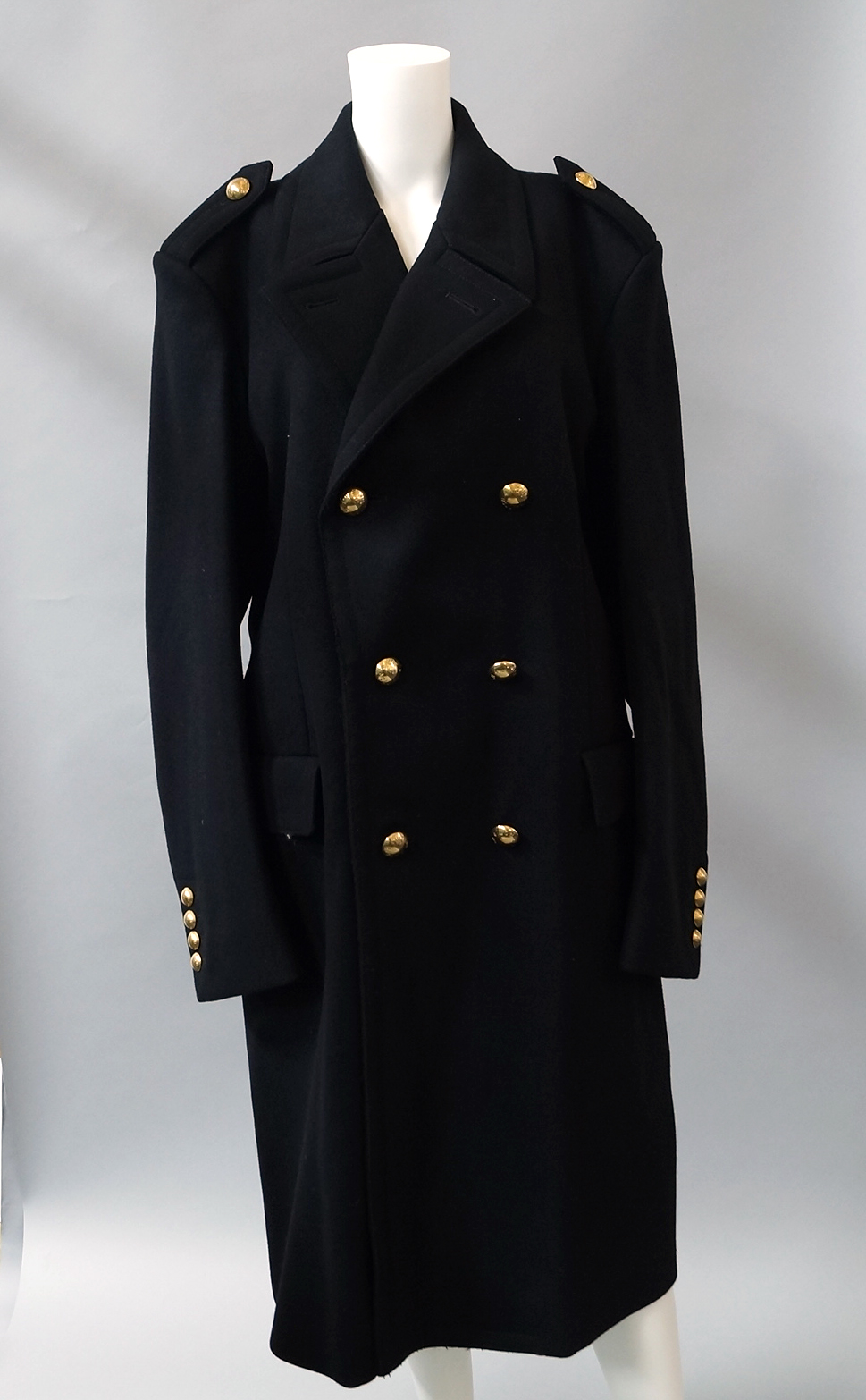 A men's navy blue wool double breasted overcoat by Louis Vuiton,