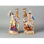 A pair of Turkish porcelain figural candlesticks, French, probably Paris, 19th century,