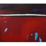 British School, late 20th/early 21st century- Abstract landscape in red; oil on canvas,