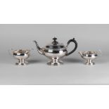 A George V three piece silver tea service, Birmingham c.1931, A. L. Davenport Ltd.