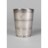 A silver beaker, late 19th century, Hamilton Jewelers, Calcutta, with decorative engraved bands,