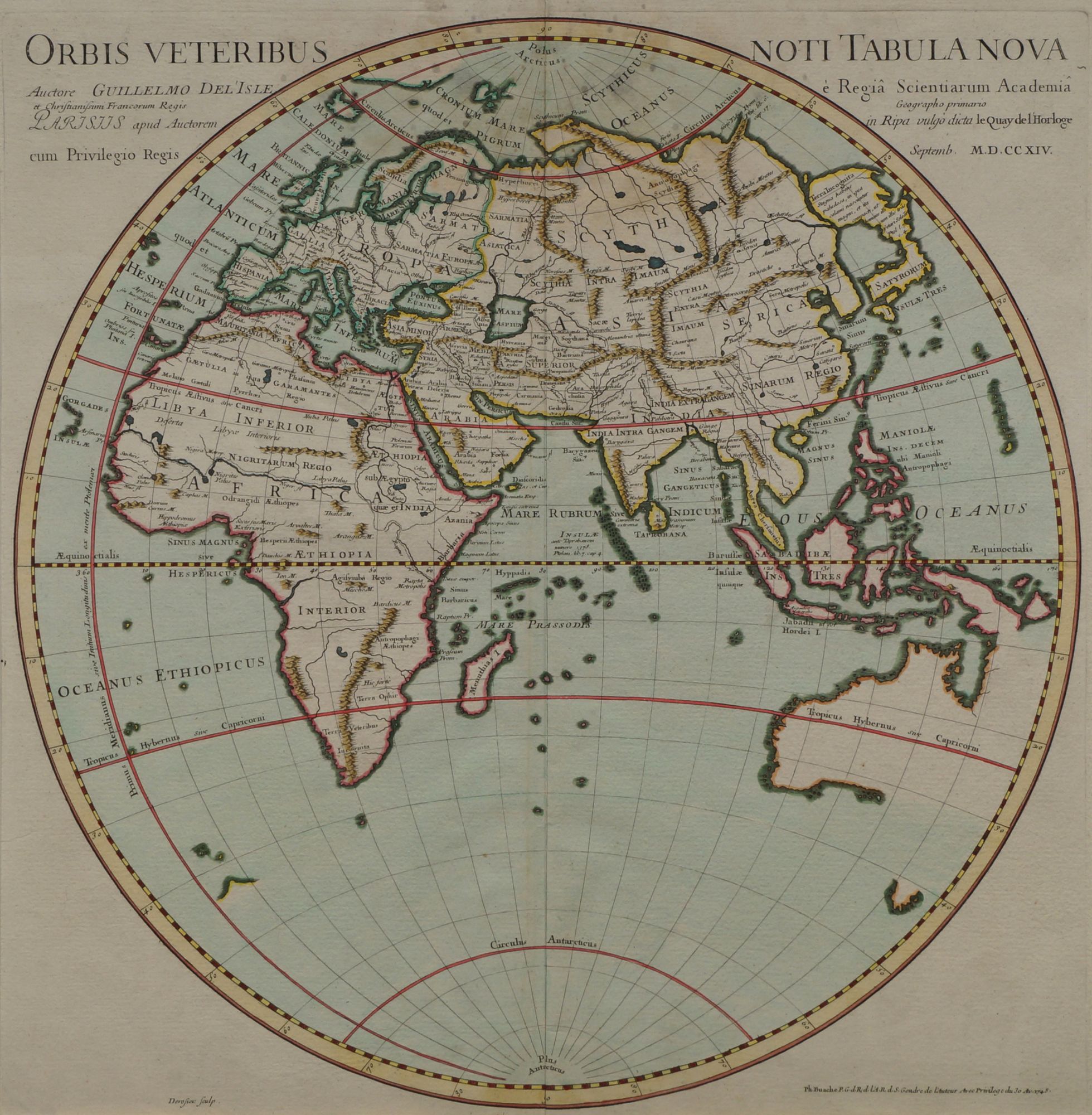 Guillaume Delisle, French 1675-1726- "Orbis Verteribus Noti Tabula Nova",