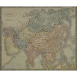 Sidney Hall, British 1788-1831- "Asia", map circa 1853; engraving with hand-colouring, 45.2x55.