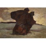 Pierre Paulus Du Chatelet, Belgian 1881-1959- Two travellers in a landscape; oil on canvas, signed,