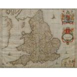 Willem Janszoon Blaeu, Dutch 1571-1638- "Anglia Regnum" map of England and Wales,