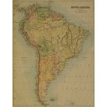 John Bartholomew FRGS, British 1831-1893- "South America", 1867; engraved with hand-colouring, publ.